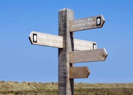 Signpost Norfolk Coast walks Hunstanton