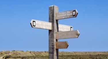 Signpost Norfolk Coast walks Hunstanton